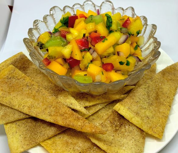 Tropical Fruit Salsa  with Cinnamon Tortilla Chips