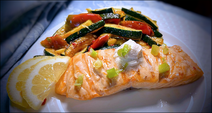 Seared Salmon with Lemon-Ginger-Chive-Butter